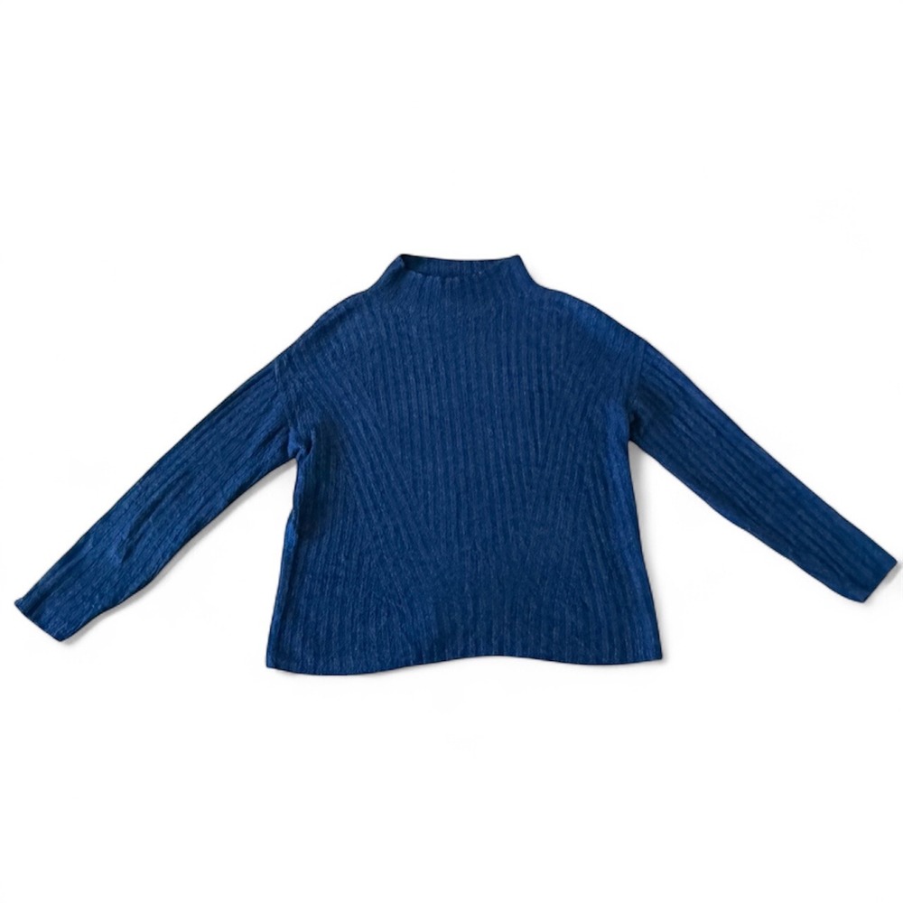 Old Navy Womens X-Small Mock Neck‎ Ribbed Knit Sweater Blue Long Sleeve Pullover